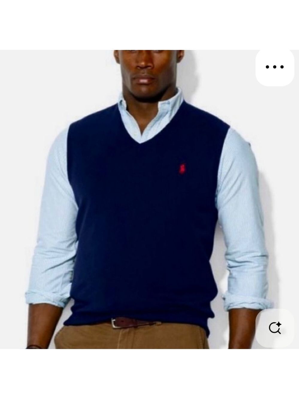 Ralph Lauren Men's V-Neck Sweater Vest in Navy Medium Pima Cotton